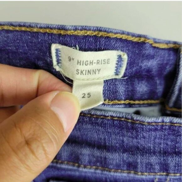 Madewell Women Blue 9 High Rise Skinny Destructed Destroyed Ankle Jeans Size 25 - Picture 10 of 12